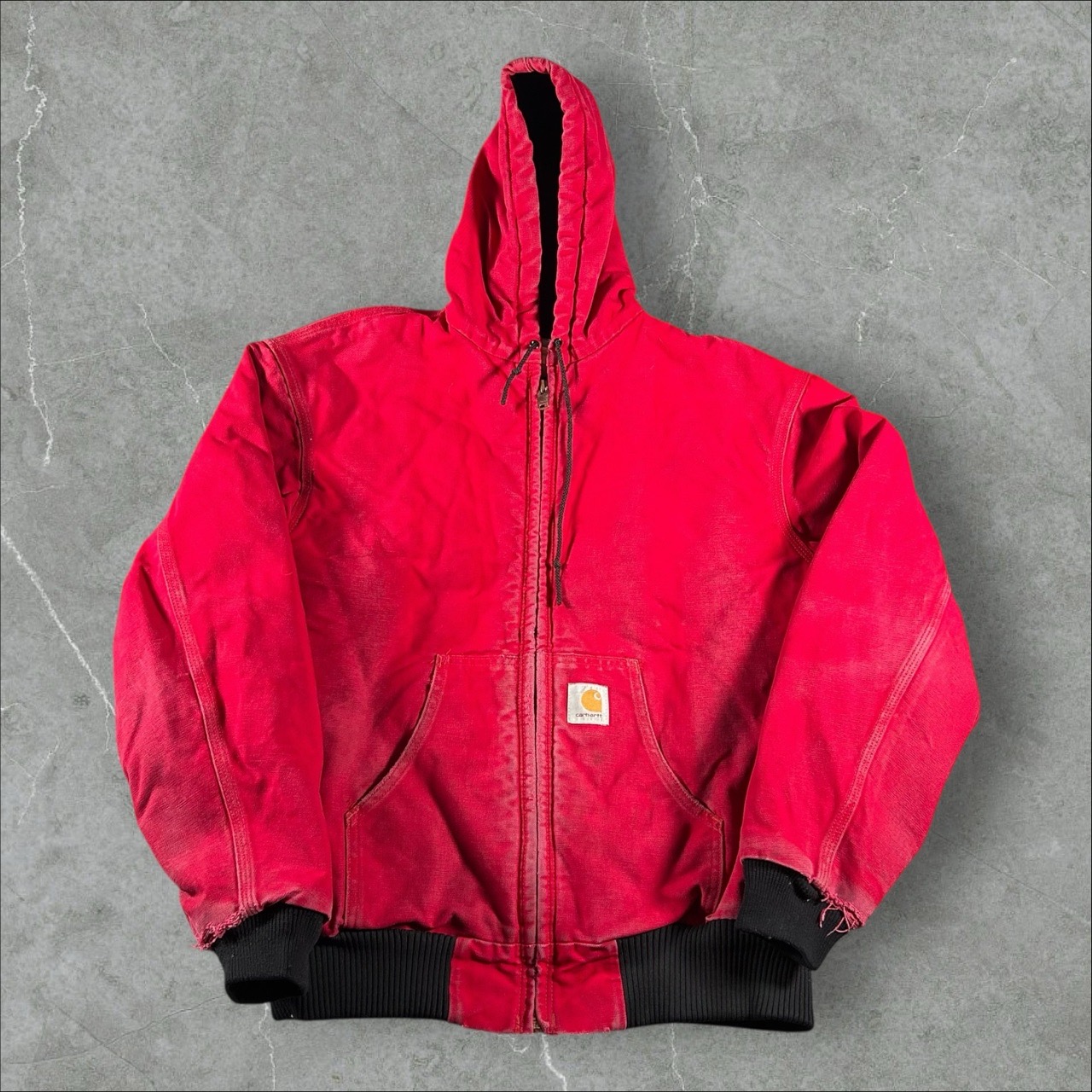 Vintage Carhartt Jacket Mens Xl Red Hooded Workwear J04 Red Active Duck Canvas